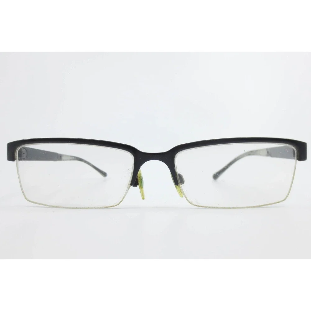 Burberry BE1267 1007 Matte Black Check Semi Rimless Eyeglass Frames 55-17-145